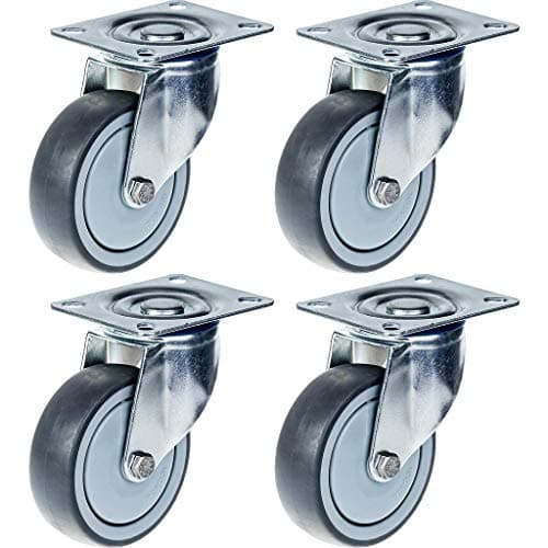Image of 80mm 3" castor grey rubber tyre swivel strong 320kg capacity, set of 4