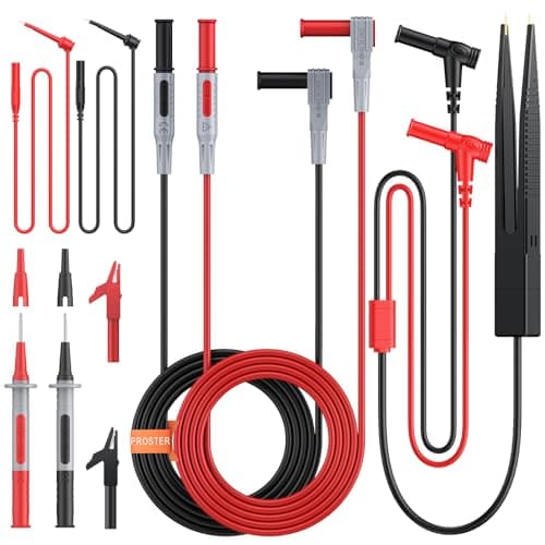 Image of Proster Multimeter Test Leads Kit - 9 in 1 Multi Meter Lead Set with Test Leads Alligator Clips Test Hook Test Probes Test Tweezer Professional Electrical Test Meter Leads for Electricians School Lab