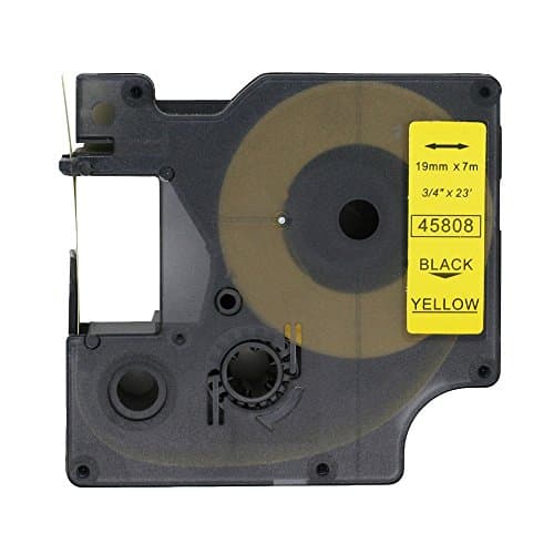 Image of BROVACS 1 Pack Black on Yellow Label Tape Compatible for DYMO D1 45808 19mm 3/4" OPA2308