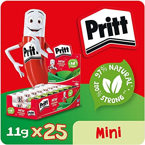 Image of Pritt Glue Stick, Safe & Child-Friendly Craft Glue for Arts & Crafts Activities, Strong-Hold Adhesive for School & Office Supplies, 25x11 g Pritt Stick on Amazon