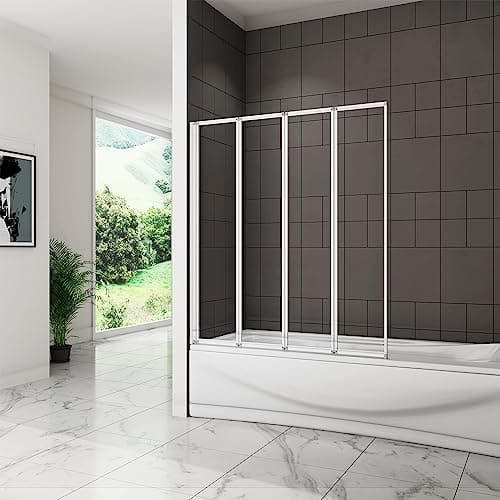 Image of 900x1400mm Pivot Shower Bath Screen 4 Fold Folding Bath Screen