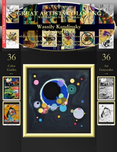 Image of Wassily Kandinsky Coloring Book: Wassily Kandinsky Grayscale Coloring Book #1 - Color The Greatest Compositions In History