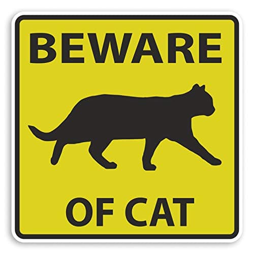 Image of 2 x 10cm Beware of Cat Sign Vinyl Stickers - Cats Kitten Funny Sticker #31655 (10cm Wide)