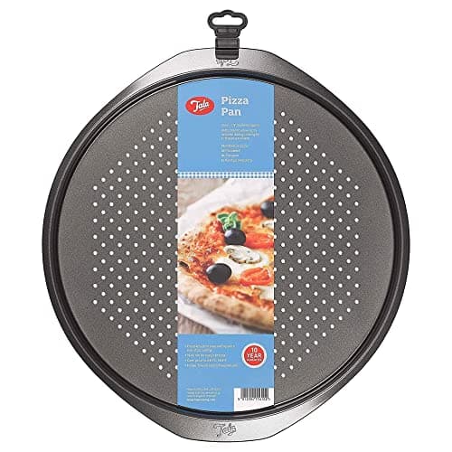 Image of Tala Round Pizza Tray 14 Inch - Pizza Pan Baking Sheet Ideal for Making Large Pizzas - Carbon Pizza Steel Oven Trays Non Stick, Wide Flat Handles, Dishwasher and Freezer Safe - 35cm x 35cm / 14"