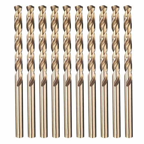 Image of Kozelo 10pcs Drill Bit - [5.7mm Diameter] M35 5% Cobalt HSS Cutting Tool for Machining Hard Metal Steel Woodworking Handicraft Use, 135° Cutting Angle Gold