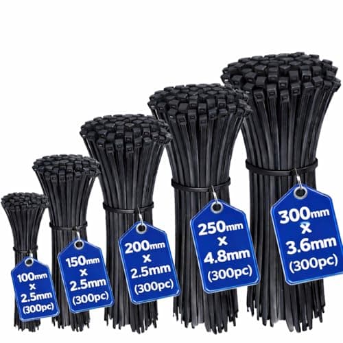 Image of 1500pc Cable Ties, Adjustable Fasteners for Cable Management and Organization (4+6+8+10+12 Inch)