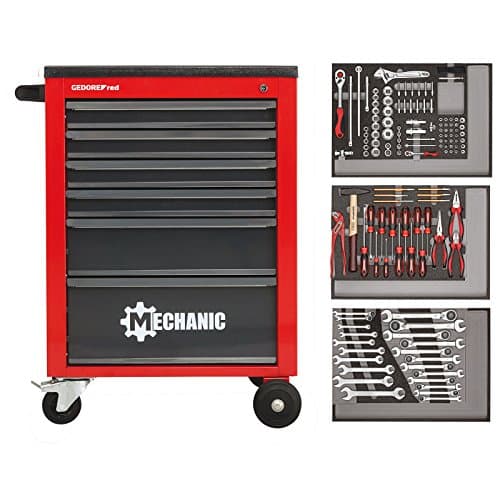 Image of GEDORE Red Mechanic Tool Set in Workshop Trolley 129 Pieces