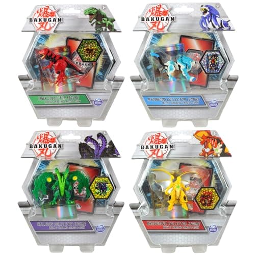 Image of BAKUGAN Deluxe Collectible Non Transforming Action Figure Bundle - 2x Cards & 1x Coins in Each Pack - 4 Pack - Set 2
