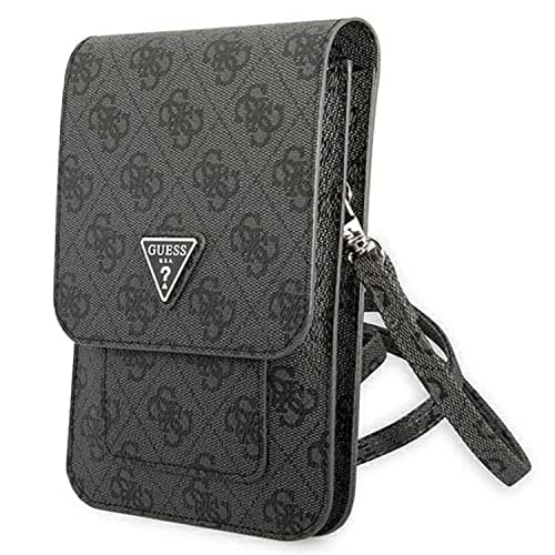 Image of GUESS Guwbsatmgr Unisex Bag Grey Saffiano Triangle Bi-Fold Wallet, Black, x