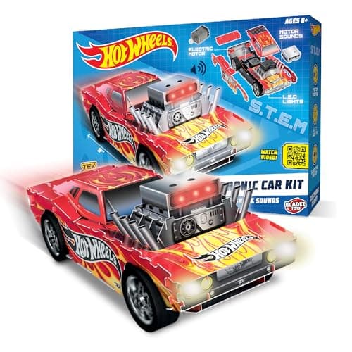 Image of Hot Wheels by Bladez Toyz Make Your Own Motorised Racer Car - STEM Activity with Electric Motor & LED Lights - Hot Wheels Maker Kitz - Easy Build Kit for Kids with Sounds & Full Functionality