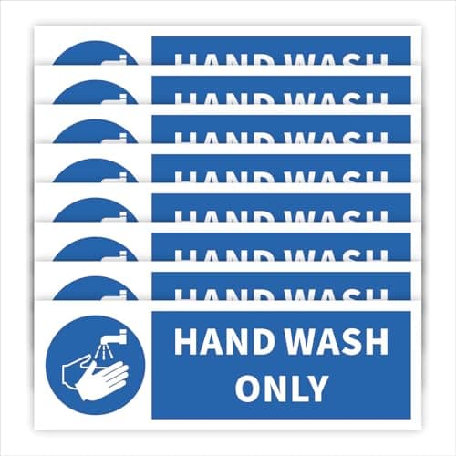 Image of Hand Wash Only Signs, Safety Warning Signage, High-Tack Self Adhesive Vinyl, Waterproof Sticker Stickers, 150mmx50mm, 8-Pack