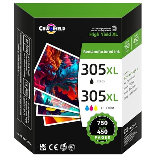 Image of 305XL Ink Cartridges Black and Colour Replacement for HP 305 Ink Cartridge, Printer Ink 305 Compatible with HP Envy 6000 6020e 6032e, DeskJet 2700 2700e 2710e 2722e 2800e 2810e 2820e (2 Pack)