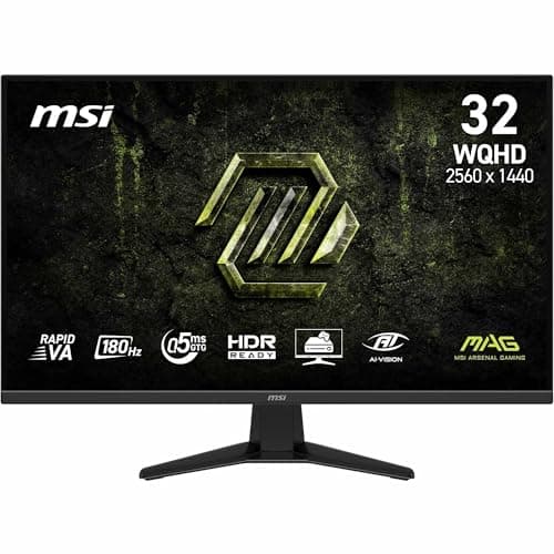 Image of MSI MAG 325QF E18V 32-Inch WQHD Gaming Monitor, 2560x1440 Rapid VA, 180Hz, 0.5ms, HDR ready, Eye care, HDMI 2.0b, DP 1.4a, Frame-less, Tilt Adjustable, Vesa Mount, Black