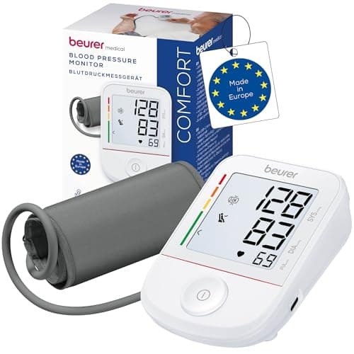 Image of Beurer BM 38 Upper Arm Blood Pressure Monitor, Simple one-Button Operation, Accurate Measurement with Rest Indicator, arrhythmia Detection, Cuff for 22-42 cm, Data Transfer to Apple Health and co.