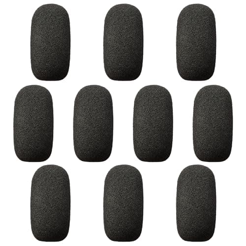Image of 10 Pack Mini Small Size Foam Windscreen for Headset Microphone, High Density Foam Mic Covers for Headset Protection for Lavalier and Lapel Mic