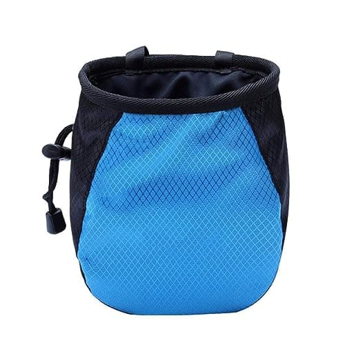 Image of FUZVOL Climbing Chalk Bag Blue Bucket Magnesium Chalk Bag with Belt Adjustable Pocket and Drawstring for Climbing Rock Outdoor Bouldering