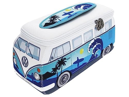 Image of BRISA VW Collection - Volkswagen Neoprene Universal Makeup Cosmetic Travel Pharmacy Bag Pouch T1 Campervan Bus (Surf/Blue/Small)
