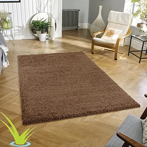 Image of Wadan 60x110cm Mocha Shaggy Rugs Living Room |5mm Thick Pile | Extra Large Small Medium | Rectangular Size | Soft Touch | Living Room Area Rugs | Non Shedding