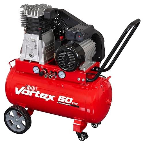 Image of Sealey Sac1503B Compressor 50Ltr Belt Drive 3Hp with Cast Cylinders and Wheels