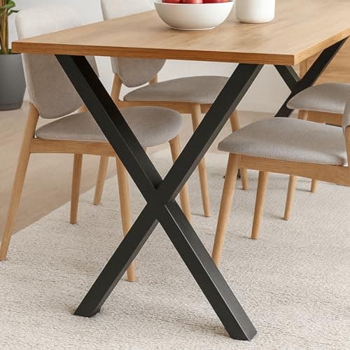 Image of Homtone Heavy Duty Metal Table Legs Set of 2, Industrial Rustic Steel Table Bench Legs for DIY Coffee Table, Dining Table, Furniture Project, Black (H71xW45cm-Small X)