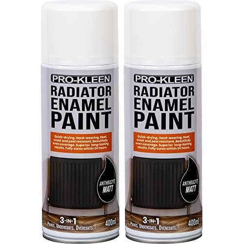 Image of Pro-Kleen Radiator Enamel Spray Paint Anthracite Matt 2 x 400ml - Heat Resistant up to 100ºC - For Radiators, Hot Pipes, Water Tanks & More - Fast Drying & No Primer Needed