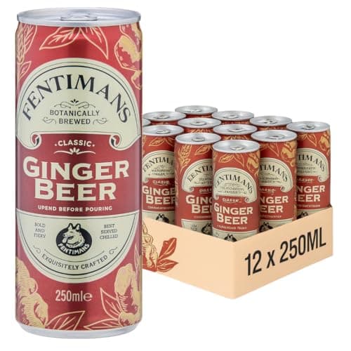 Image of Fentimans Ginger Beer - Botanically Brewed Soft Drink - Exquisitely Crafted & Refreshing Soft Drinks - Gluten-Free and Vegan Friendly Soft Drinks - 12 x 250ml Cans