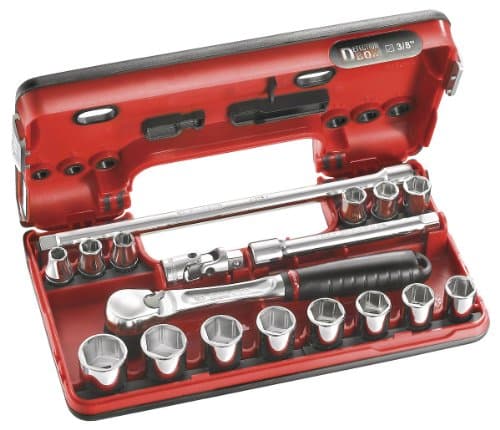 Image of Facom JL.DBOX1 Hexagon Socket Set in Detection Box, 8mm-22mm, 3/8" Square Drive, 18 Pieces