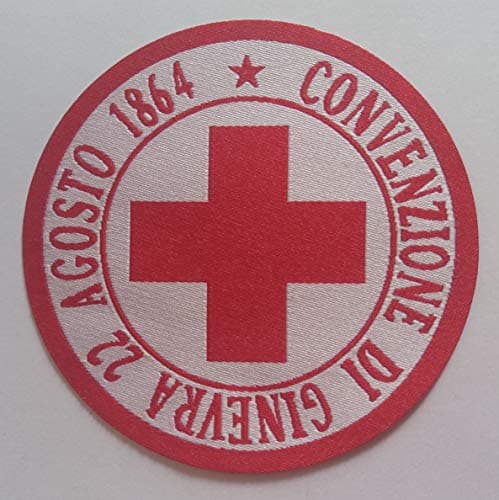 Image of Centro Ricami Embroidered Centre Patch-Toppa Microricamata in HD/Jacquard (High Definition) Red Cross Iron-On Micro Thread, Diameter : 8 cm - Made in Italy
