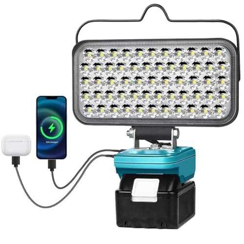 Image of Cordless LED Work Light for Makita 14.4V/18V LXT Battery, Portable Flashlight Jobsite Spotlight Tool for Makita, Lamp Flood Light for Repairing/Outdoor Camping/Fishing/Emergency(No Battery)