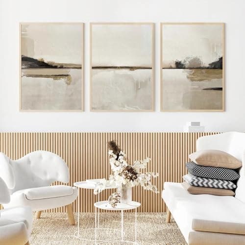 Image of WUHBCZ Canvas Paints-Abstract Neutral Poster And Print Wall Art Canvas Painting Nordic Modern Landscape Picture Artwork for Living Office Home Room Decoration-60 * 70cm/3PCS (No Frame)