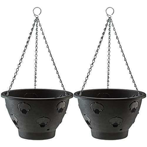 Image of Thompson & Morgan Bloomaround Hanging Basket Garden Planter Plant Pot Container with Water Reservoir for Flowers, Vegetables and Fruits (30cm, 2 Pack)