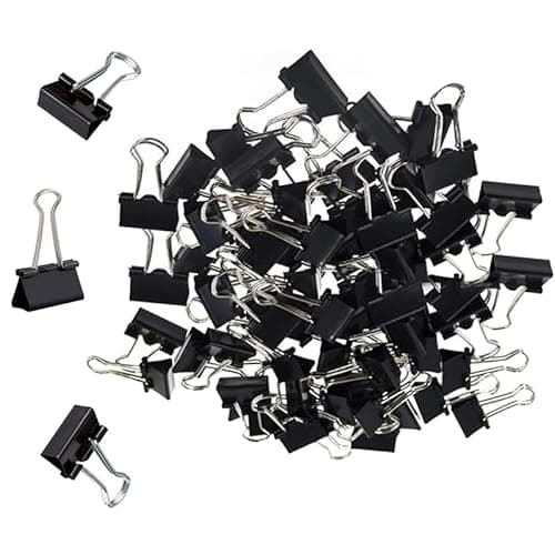 Image of 72 Pcs Bulldog Clips, 25mm Black Office Paper Clip, Foldback Clips Clamp Binder Clips for Office Home Supplies