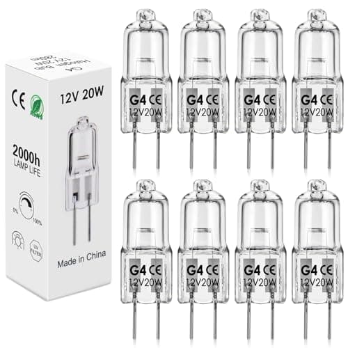 Image of BROTOU G4 Halogen Bulbs, 20W 12V 300LM 2800K Warm White 2 Pin Clear Capsule Lamp Bulbs, Dimmable (8)