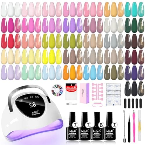 Image of LKEE Gel Nail Polish Set with 108W U V Lamp - 65Pcs Nail Kits for Starter,36 Vibrant, Shimmering, and Matte Colors Gel Nail Polish with Base Coat and Top Coat (Pastel Hues)