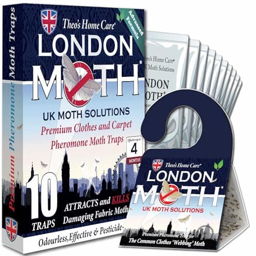 Image of LONDON MOTH KILLER 10 (TEN) Premium Sticky Pheromone Moth Traps for the Common Clothes Moth and Similar Variants, for Wardrobes, Clothes and Carpets. inc. eBook (London Moth)