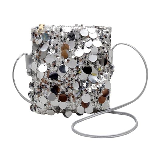 Image of Uwiyo Small Sequin Crossbody Bag for Women,Bling Sequin Clutch Bag Sparkly Cross Body Shoulder Bag Bling Y2K Crossbody Mobile Phone Purse Wallet with Zipper for Daily Use Party Prom Night Bag (Silver)