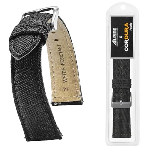 Image of Alpine Cordura Fabric 22mm Watch Band - Quick Release Replacement Straps - Water Resistant Back Lining Leather Straps- Watch Bands for Women & Men - Compatible with Regular & Smart Watch Bands(Black)