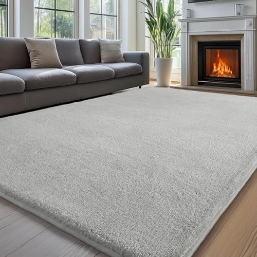 Image of Sour Lemon Carpet Rugs Living Room Large 200x290, Grey Rug for Bedroom Washable Area Rugs Anti Slip Fluffy Rug Shaggy Cream Carpets Extra Large Rugs for Living Room Kids Room