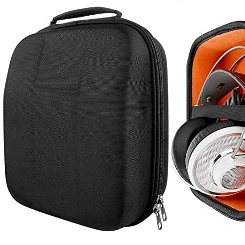 Image of Geekria Shield Headphones Case Compatible with AKG K 240, K 92, K 712 Pro, K 702, K 701, N90Q, M220, K 553 and More, Replacement Hard Shell Travel Carrying Bag with Cable Storage (Black)