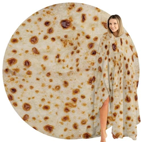 Image of Abaysto Funny Burrito Tortilla Blanket - Soft Flannel Realistic Food Throw for Adults & Kids Gifts for Crib, Sofa, Outdoors 180cm（71"）