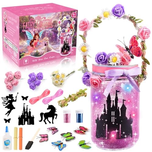 Image of Hapikids Craft Kits for Kids, 3-12 Year Old Girl Gifts for 5 6 7 8 Year Olds Girl Toys Age 4-10 Fairy Lantern Craft Kit Girls Birthday Presents Arts And Crafts for Kids Toys Age 3-10 Year Old