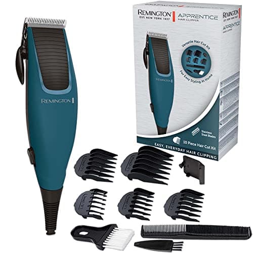 Image of Remington Hair Clipper - Self-Sharpening Stainless Steel Blades: 0.5-18 mm - Adjustment Lever, Mains Operated, Hair Trimmer Set: 5 Accessory Combs, Hairdressing Set, Hair Clipper HC5020