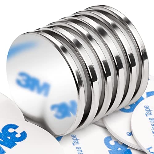 Image of FINDMAG Neodymium Magnets, 6 Pack 30 x 3 mm Round Magnet, Fridge Magnets Disc with Double-Sided Adhesive, Permanent Rare Earth Magnet for Whiteboards, Tools, Building