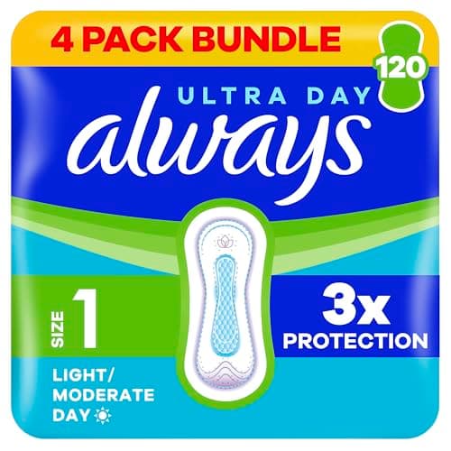 Image of Always Ultra Day Sanitary Towels Normal (Size 1) With Wings 4 x 30 Pads, Super Absorbent And Ultra Thin, For Menstrual Periods