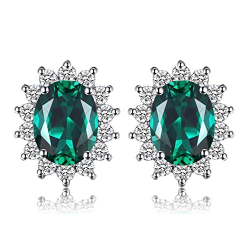 Image of JewelryPalace Princess Diana William Kate Middleton 1.1ct Created Russian Nano Emerald Stud Earrings 925 Sterling Silver
