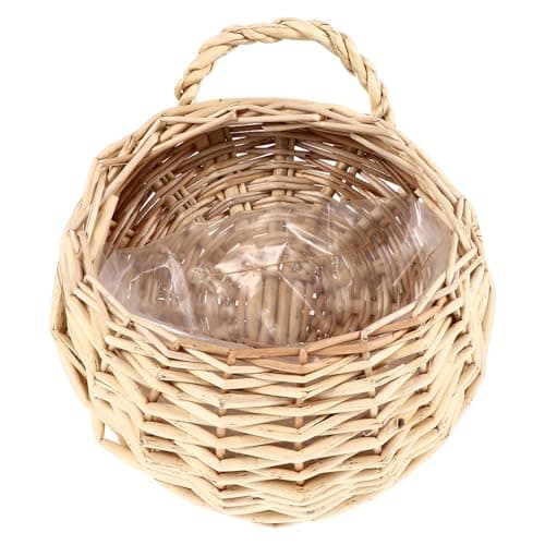 Image of IMIKEYA Handmade round Willow Wall Basket Decor in Beige with Lots of Holes and Heat-resistant Features, Rattan Flower Basket for Living Room Or Bathroom Plant Display