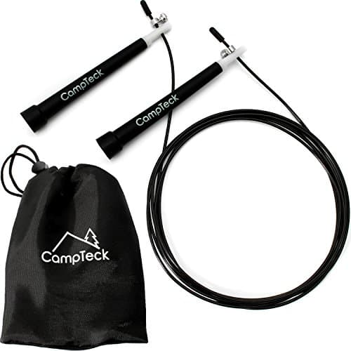 Image of CampTeck U6576 3m (10ft) Speed Skipping Rope Adjustable Steel Cable Jump Rope with Ball Bearing Mechanism for Fitness Workouts Fat Burning Exercise Boxing MMA Training - Black