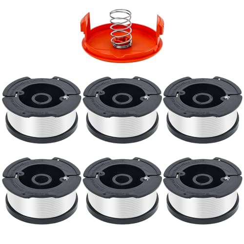 Image of Covienapp 6 Pack String Trimmer Spool for Black&Decker AF-100 Auto-Feed Grass Trimmer Line Replacement Spool 30 ft 0.065" (6 Spools+1 Cap+1 Spring)