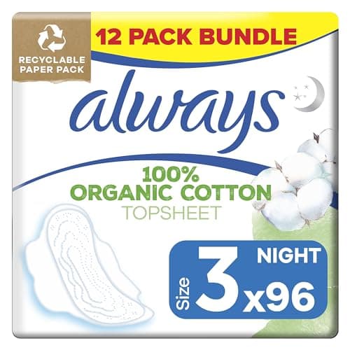 Image of Always Cotton Protection Ultra Normal Sanitary Towels, Size 3 With Wings, 96 Pads, 100% Organic Cotton Topsheet