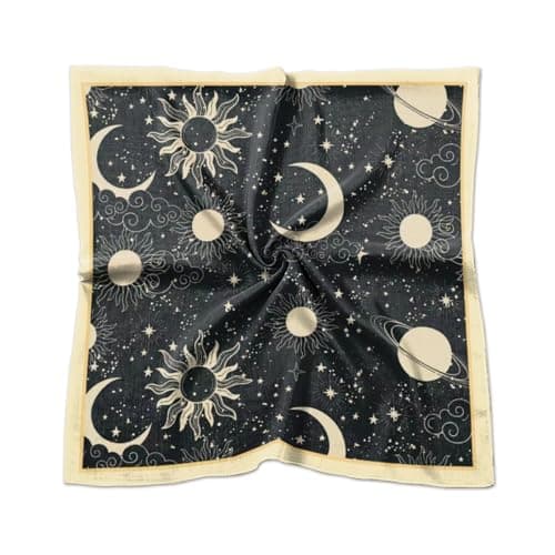 Image of BHAHB Silk Scarf 27.5 Inches Large Square Satin Head Hair Scarf Silk Scarf Hair Wrap Sleeping Fashion Lightweight Cute Aesthetic for Women Girls (X14-Sun Moon)